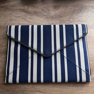 Rebecca Minkoff Striped Blue and White Clutch